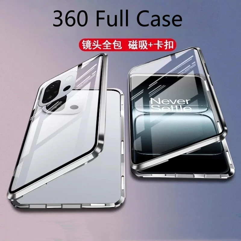 360 Full Case For OnePlus 15 Case Double Sided Magnetic Adsorption Metal Capa Tempering Glass Protect Cover For One Plus 15 5G