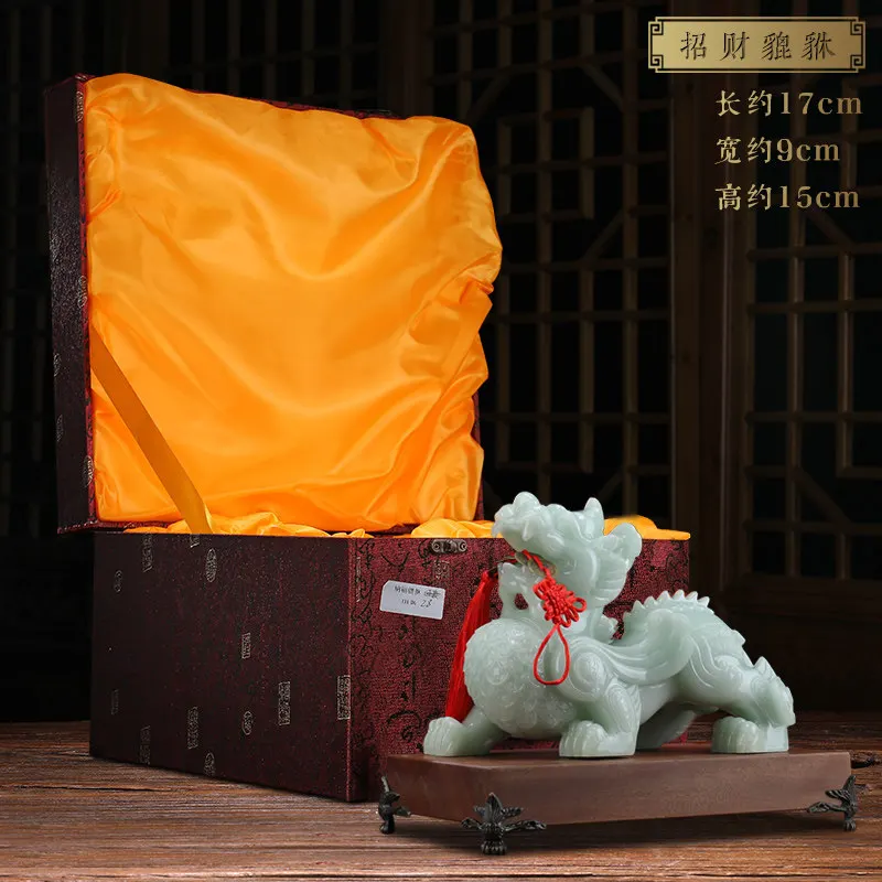 

Jade Ornaments Mythical Wild Animal Brave Troops,gift of Lucky and Rich Fengshui mascot Office Gift Decoration s0423