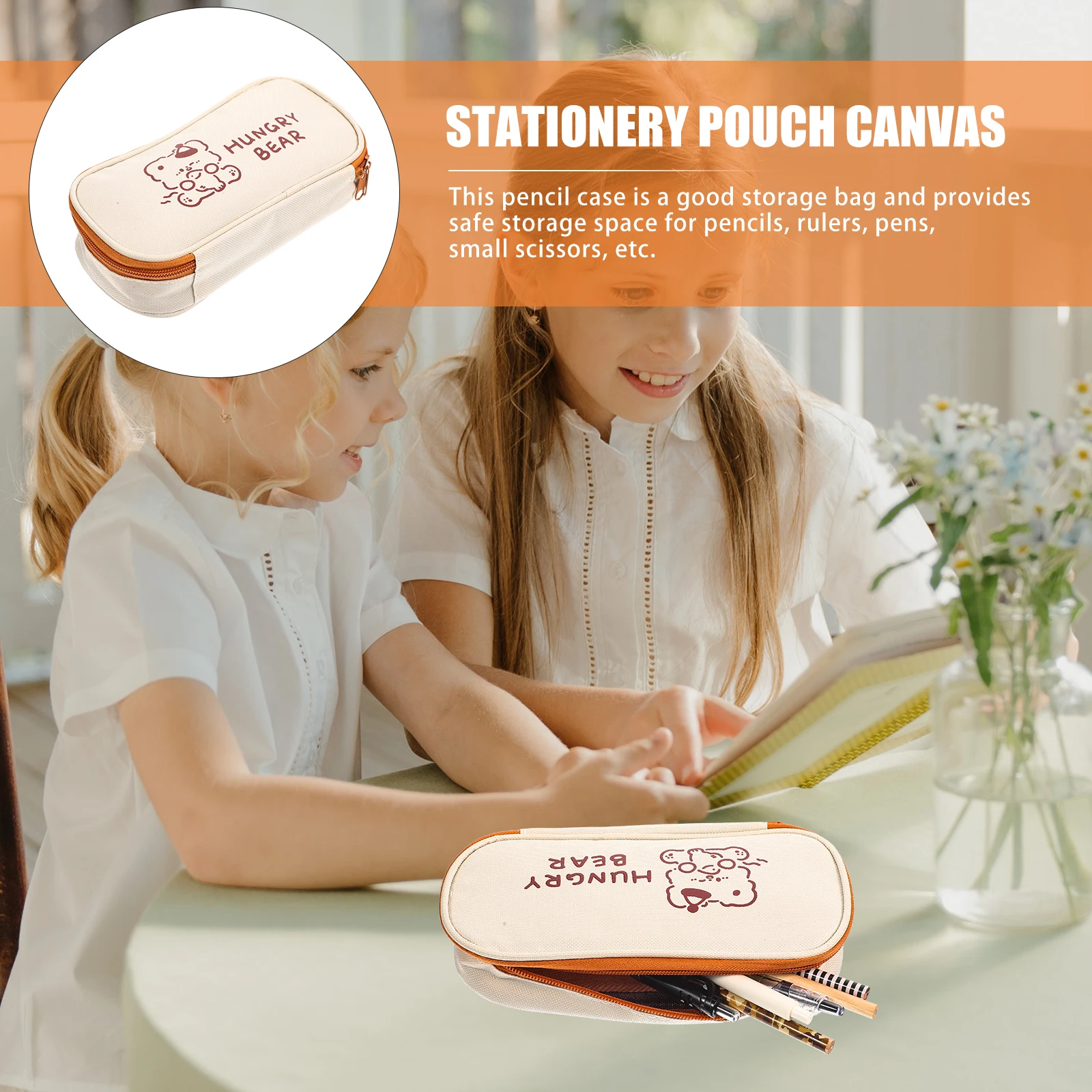 مقلمة بسيطة وحقائب سفر قرطاسية للفتيات من القماش بسعة كبيرة صغيرة