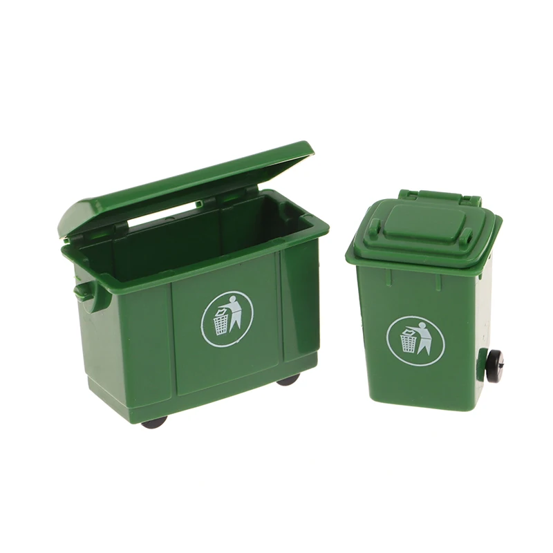 1Set 1:12 Dollhouse Miniature Trash Can Toy Mini Sanitation Trash Cans Model Simulation Garbage Curbside Trash Bin Kid Toys Gift