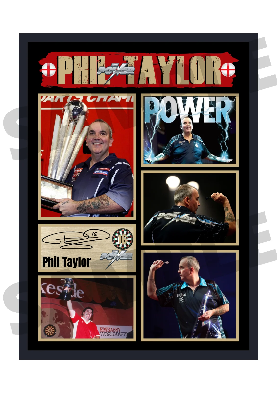 PHIL TAYLOR Signed Autograph PHOTO Fan Gift Signature Print DARTS World Champion Poster home Decor