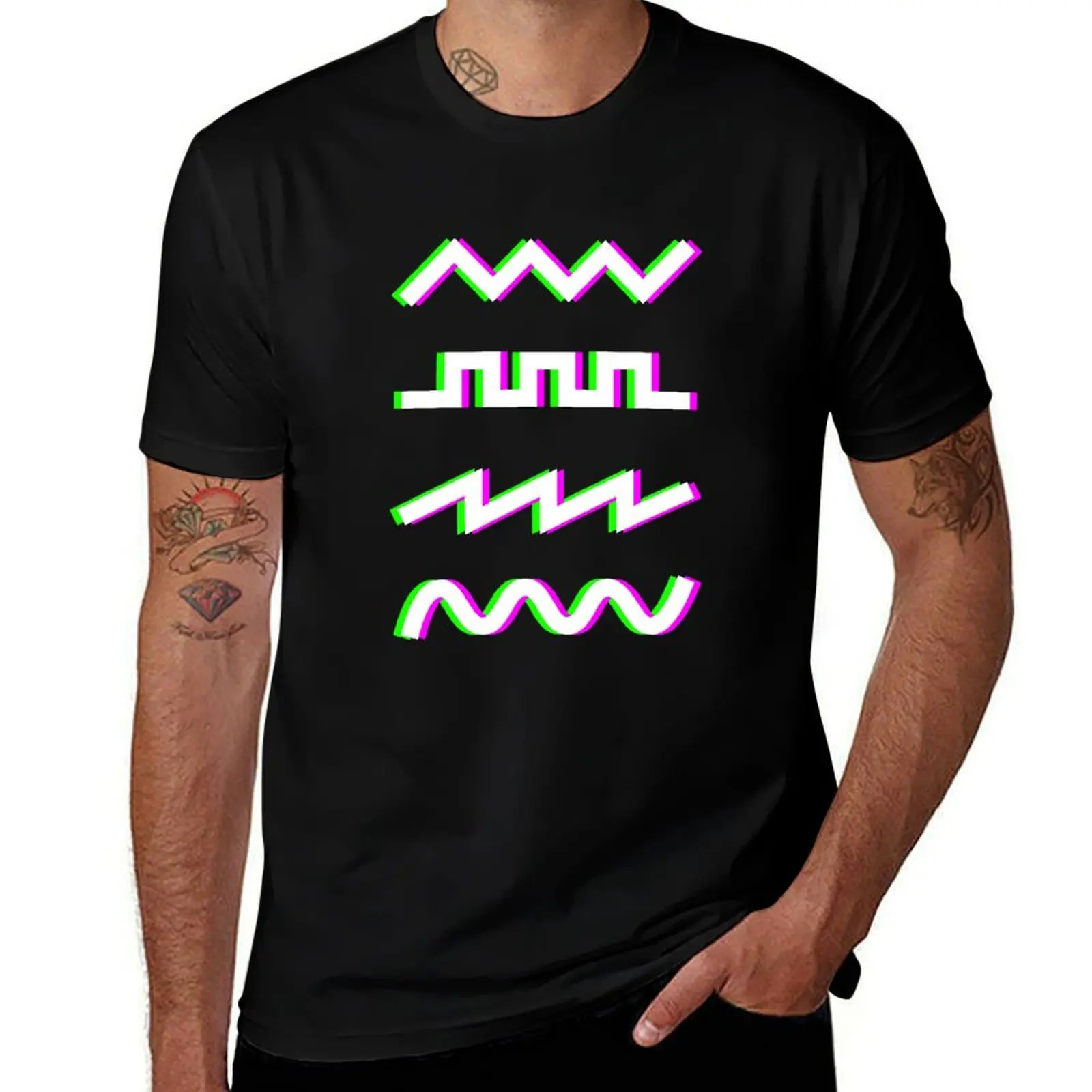 Glitch Synthesizer Audio Waveforms T-Shirt custom t shirt anime stuff men t shirt