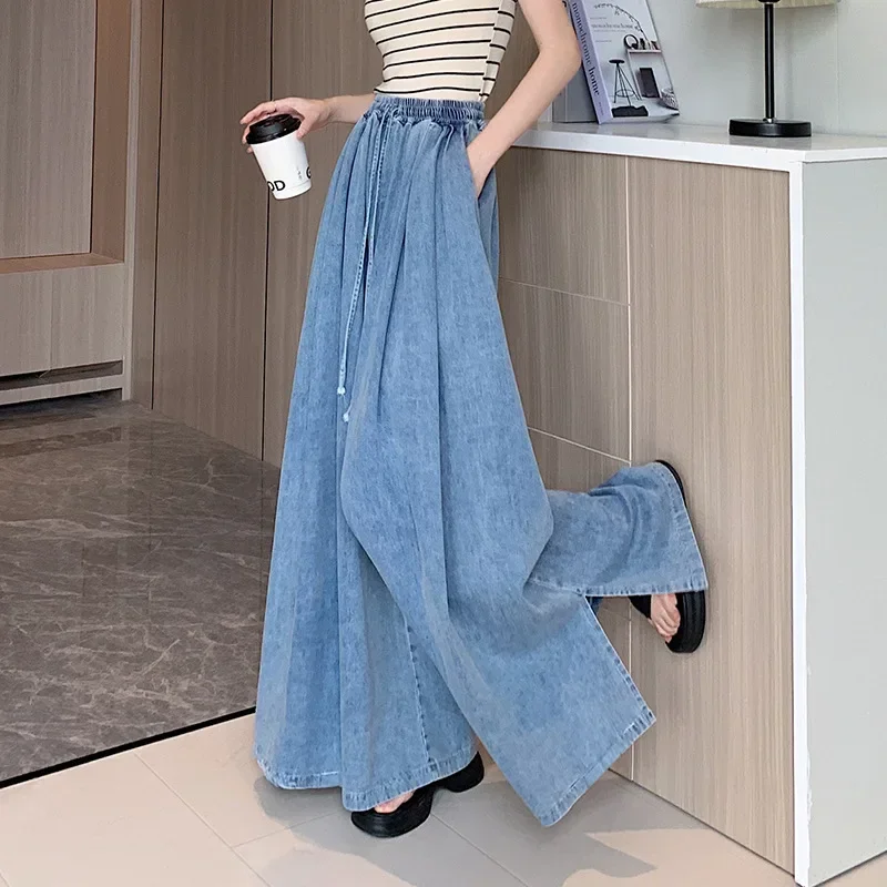 New Spring Summer Loose Jeans for Women Y2K Hip Hop Y2K Hip Hop Wide-Leg Ground-Length Simple Style Casual Ladies Pants