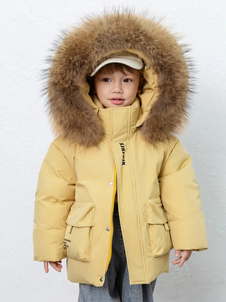 OLEKID 2025 Winter Baby Boy Down Jacket Hooded Thick Warm Down Jacket For Boys 2-8 Years Kids Toddler Boy Parka Outerwear Coat