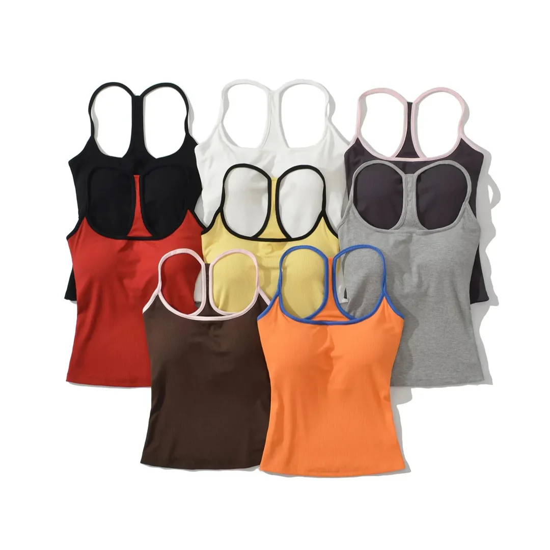 

Женский жилет в рубчик с U-образным вырезом в стиле пэчворк, майка на бретелях