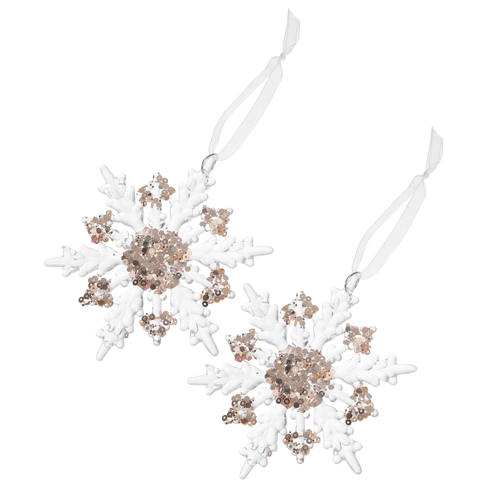 

2 Pcs Christmas Decoration Pendant Snowflake Statue Sequins Acrylic Clear s Ornament