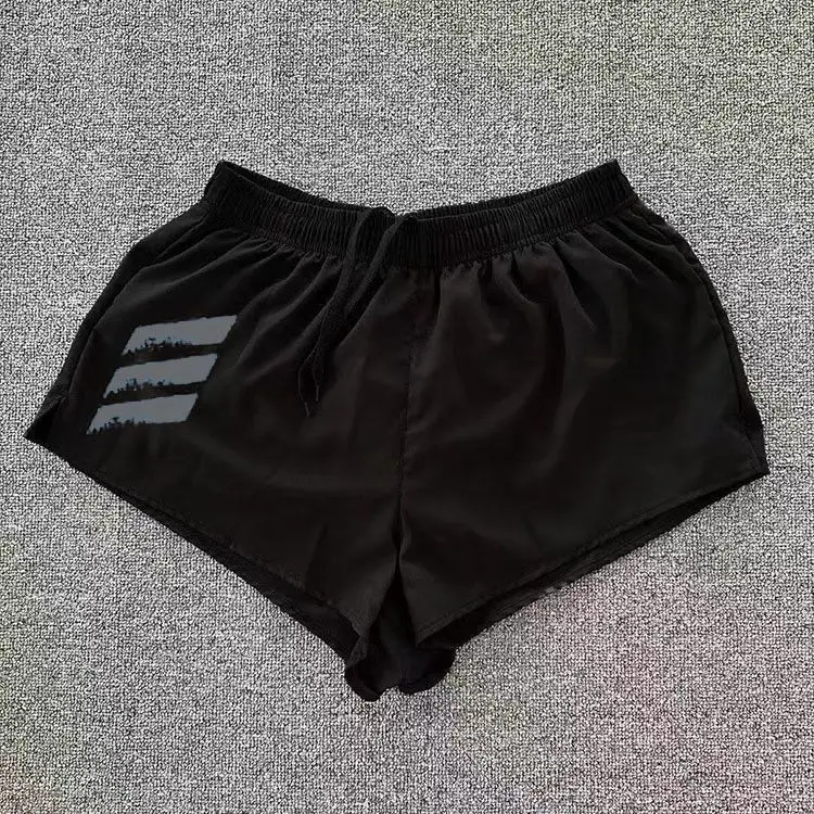Men's Running Shorts Athletic Training Green Fluorescent Color Summer Half Marathon Three-Quarter Length with Inner 