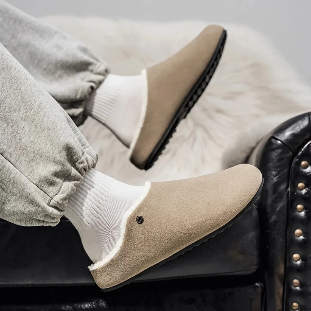 

Men's Cotton Slippers Autumn & Winter New Style - Fleece-Lined, Trendy, Outdoor-Wearable, Casual & Versatile Closed-Toe Slippers