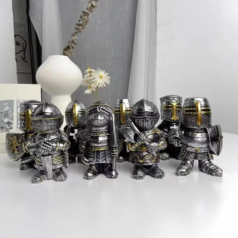 2026 Latest Models European Knight Gnomes Garden Statue Guard Cross Templar Dwarf Armor Samurai Miniature Resin Decorative