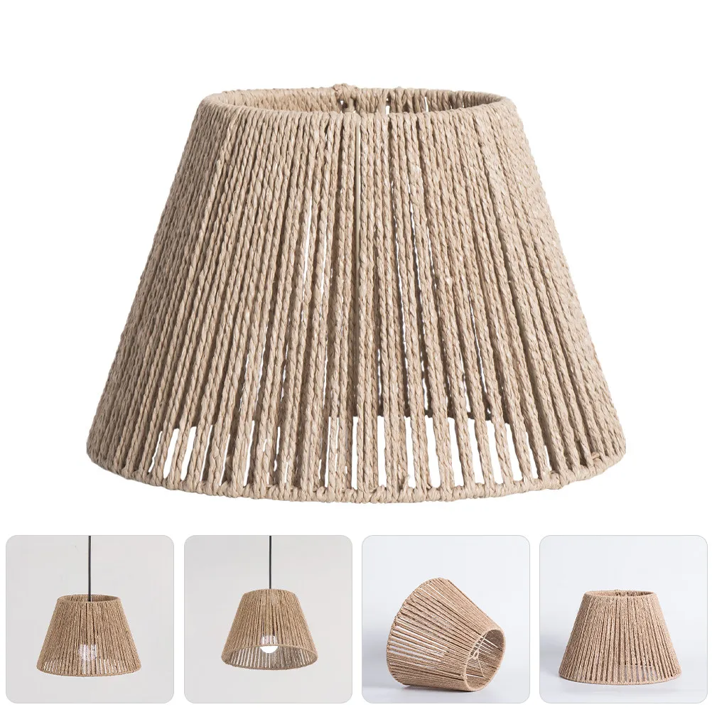 

Плетеный вручную абажур из бумажной веревки в ретро-стиле для потолочного светильника, маленький абажур для чайной комнаты, бара, гостевого дома, внутренний светильник, плетеный чехол для лампы