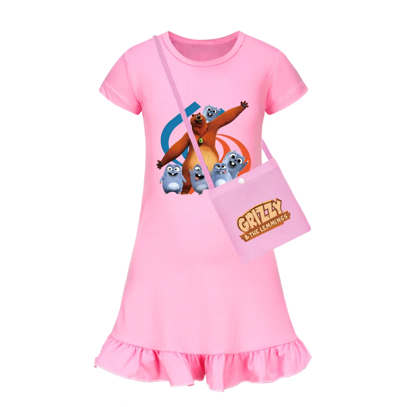 GRIZZY and The Lemming Dress Kids Cartoon Grizze Bear Clothes Girls 2026 Summer Casual Dresses Children Leisure Soft Homewear