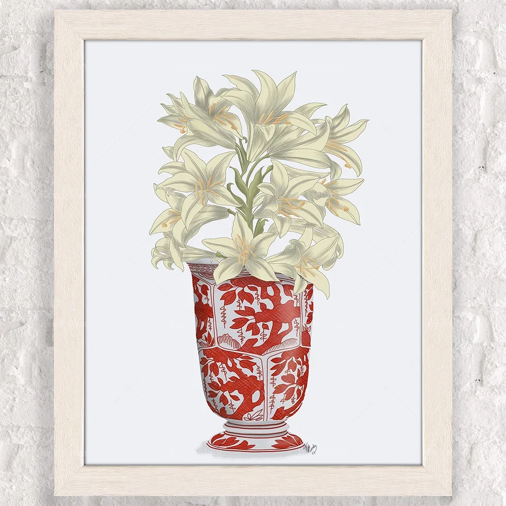 Blue and White Chinese Vase Watercolor Flower Art Print Willow Style Chinese Porcelain Canvas Poster Painting Home Wall Decor