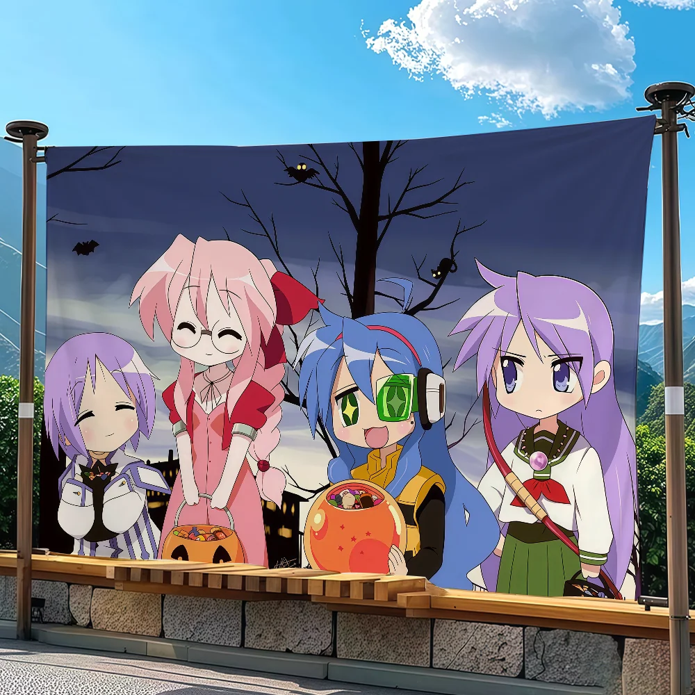 Anime Lucky Star Flag For Sports Matches  Games Parade Rally Holiday Festival Backyard Balcony Club Bar Decor