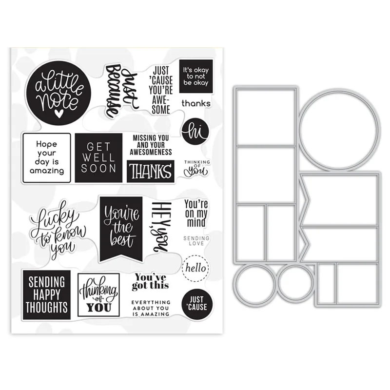 

Just Because Word Mix Clear Stamps and Cutting Dies Round Square Rectangle Frame Metal Cutting Dies for Diy Scrapbooking 09