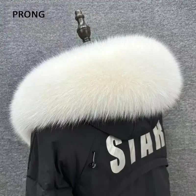 Real Fox Fur Collar Winter Women Furry Fur Scarf Jacket Down Coat Hood Trims Decor Accessories Neck Warmer Scarves Luxury Shawls
