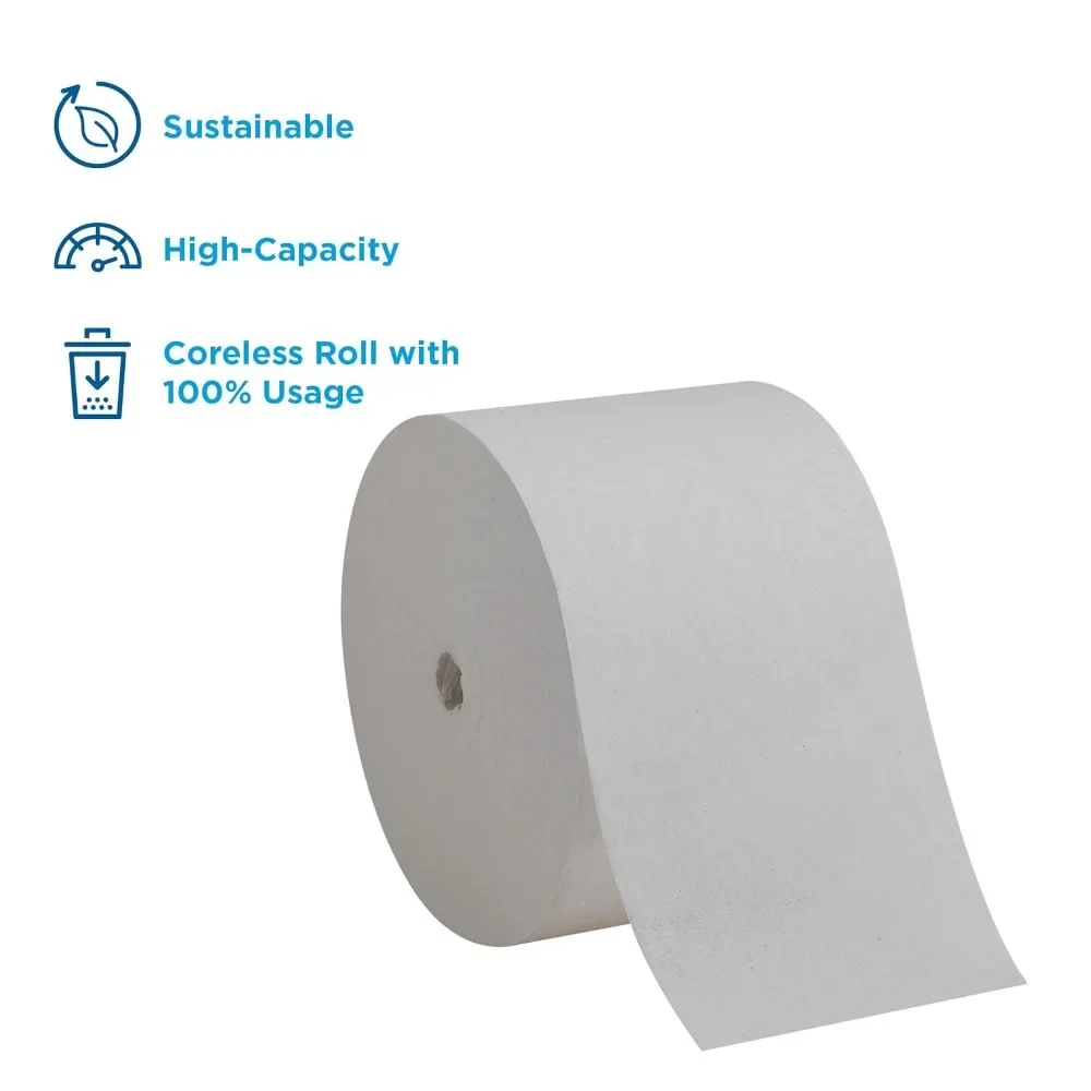 Compact Coreless 1-Ply Recycled Toilet Paper by GP PRO  3,000 Sheets Per Roll, 18 Rolls Per Case