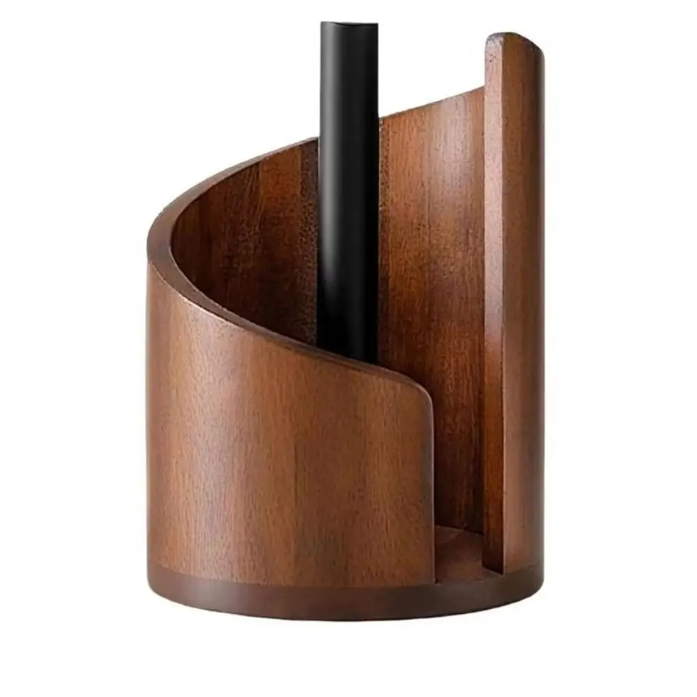 Large Capacity Wooden Paper Towel Holder Countertop Design Freestanding Base Paper Towel Stand Holder Ornament Storage Wooden