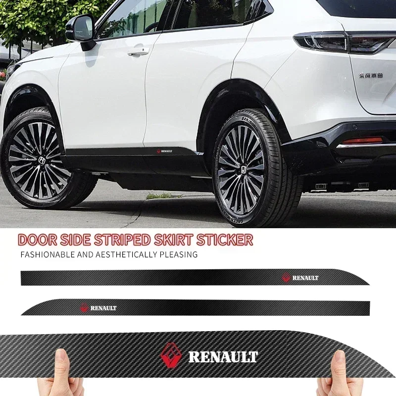 

Декоративные наклейки на боковые пороги автомобиля из карбона для Renault Clio, Laguna 2, Megane 2, 3, Duster RS, аксессуары