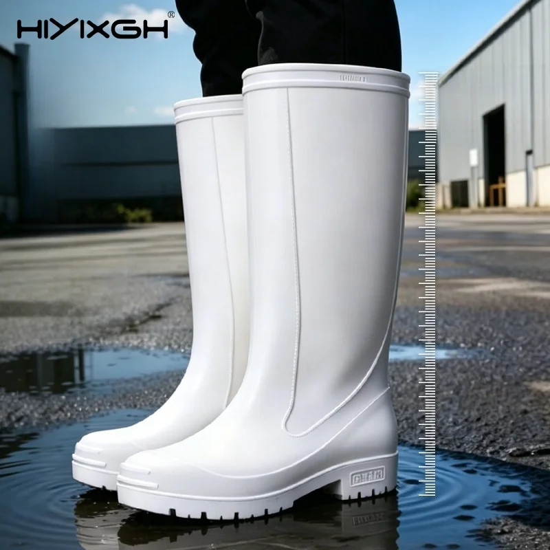 Men's and Women's Large Size White Thickened Wear-resistant Factory Boots Anti-slip Outsole Upgraded Rain Boots Adult Water Boot