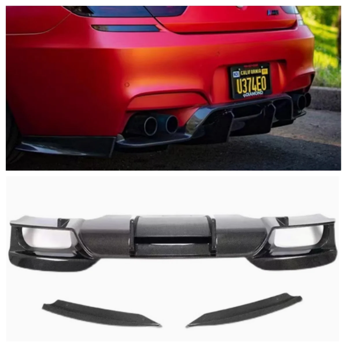 For F06/F12/F13 BMW M6 modified small surround carbon fiber PSM rear lip flow down spoiler