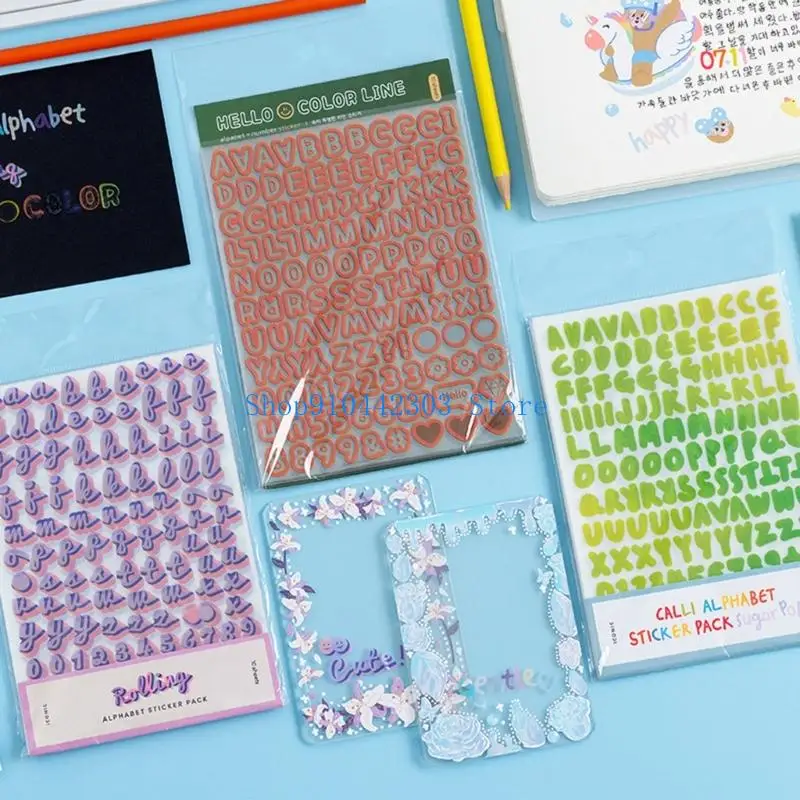 L4MD Colorful Letter Number Sticker Waterproof PVC Scrapbooking Sticker For Journaling Notebook Planner Phone Case Decoration