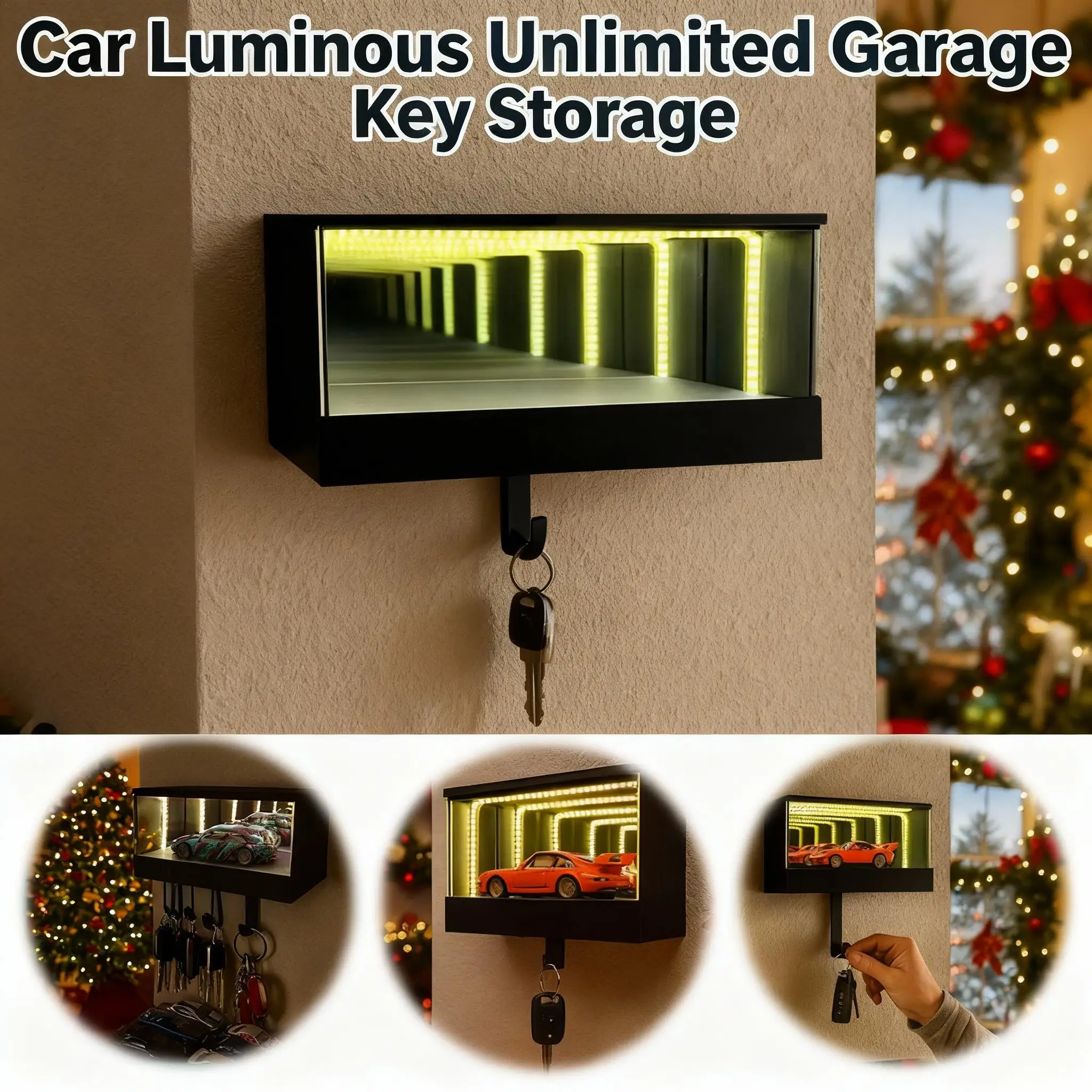 LLavero de garaje infinito, gancho luminoso para llave de garaje infinito, luz LED, colgador de llaves de coche para apartamento, hogar, oficina, entrada