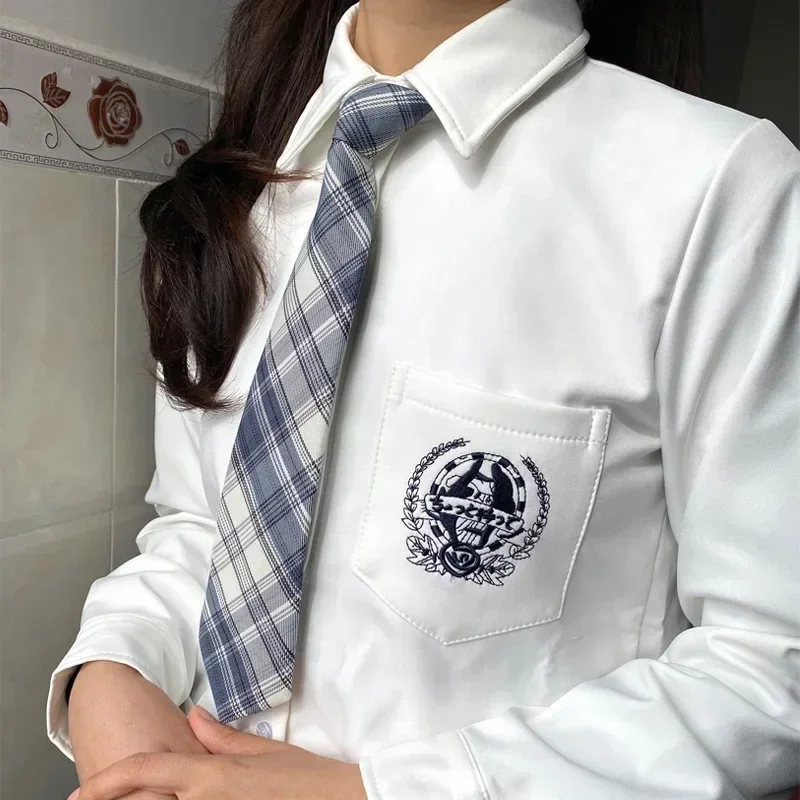 Woman Clothing JK Shirt Women's Autumn Winter Temperament Necktie Uniform Thick Velvet College Style Student White Shirt Base