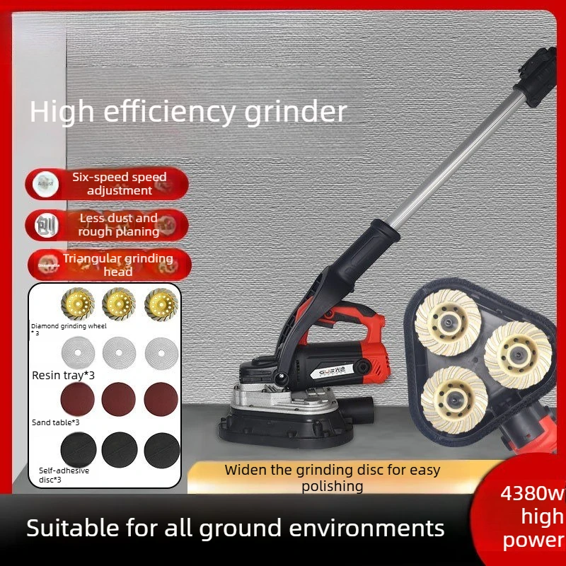 Concrete Floor Grinder 3-Head Dustless Edge Grinder for Surface Polishing Epoxy Removal 220V