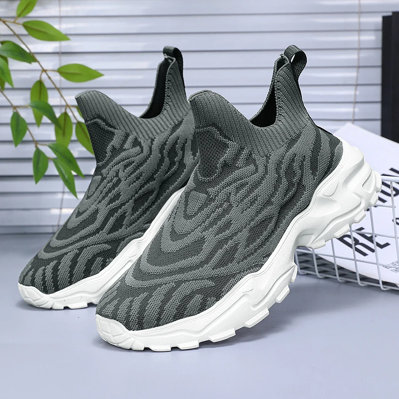 Men's Non-Slip Casual Sneakers Breathable Outdoor Jogging Training Leisure Sports Running Outdoor Weave Slip on Walking Shoe