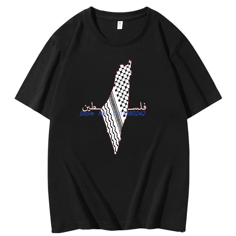 Palestine Map Fashion Graphic T Shirts Arabic Shemagh Palestine Flag Summer Short Sleeve T-Shirts Breathable Print T Shirt
