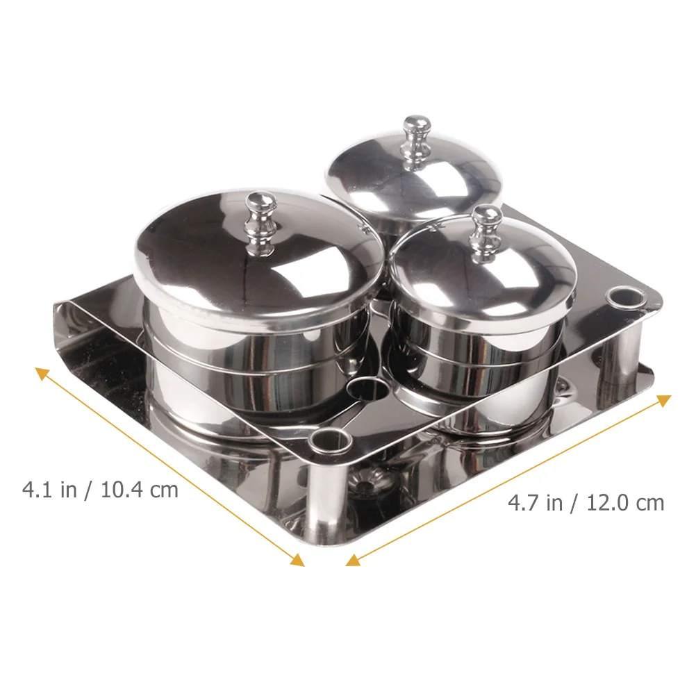 1 مجموعة 1 مجموعة الفولاذ المقاوم للصدأ مسمار الفن كأس السلطانيات ل مسحوق الأكريليك السائل خلط حامل مانيكير تخزين جرة صالون توريد أداة #5