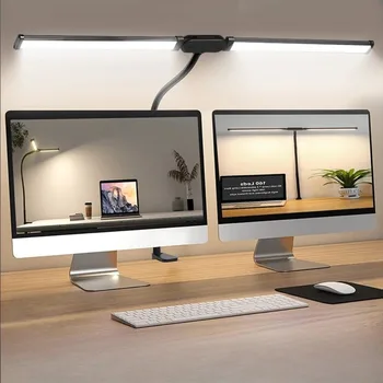 Double Head Desk Lamp Clip-on LED 3 Modes Brightness Adjustable USB Adapter Suitable for R