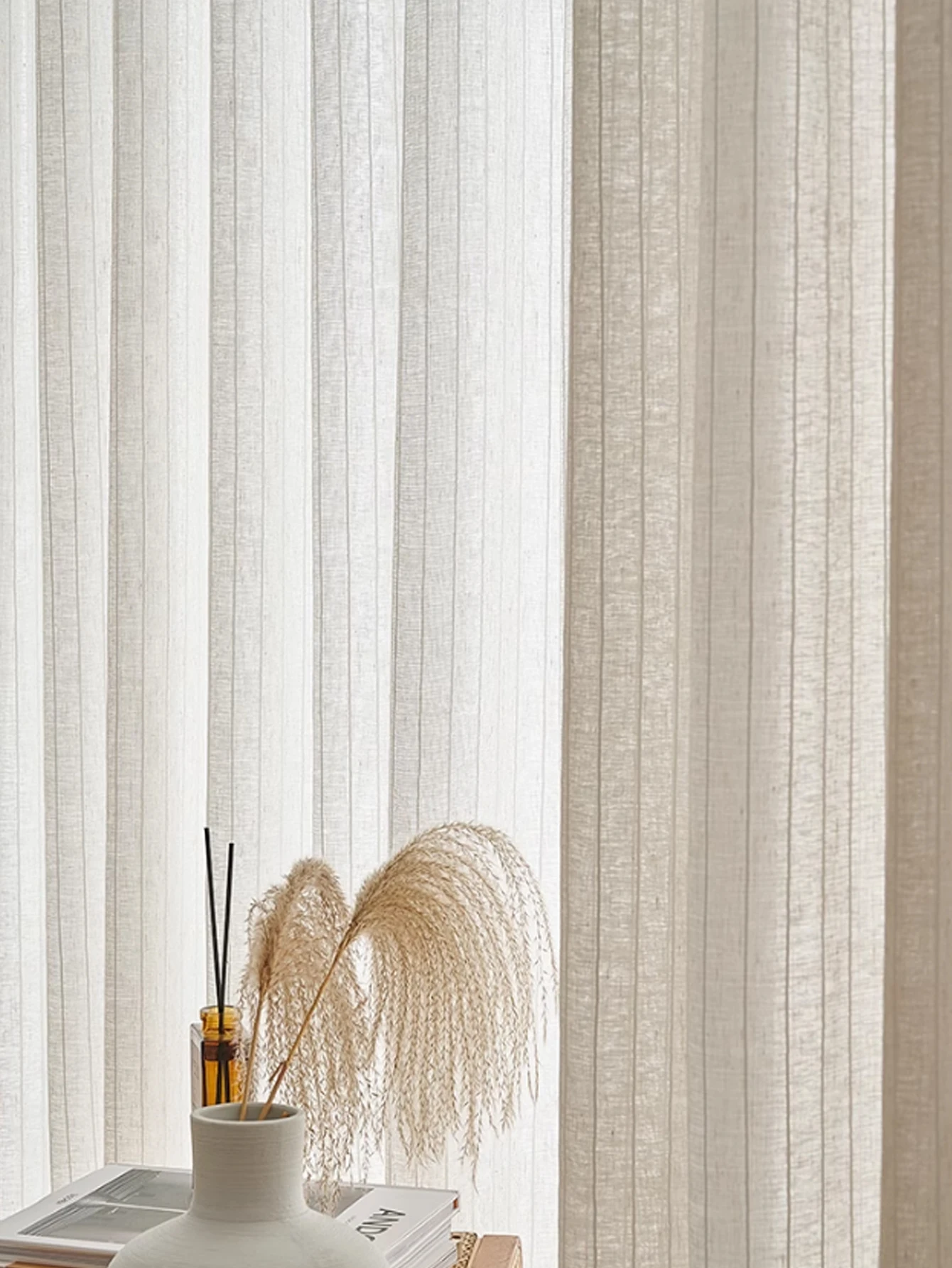 Japanese-style Simple Striped Linen Chiffon For The Living Room, Bedroom And Balcony, Dust-proof And Sun-proof
