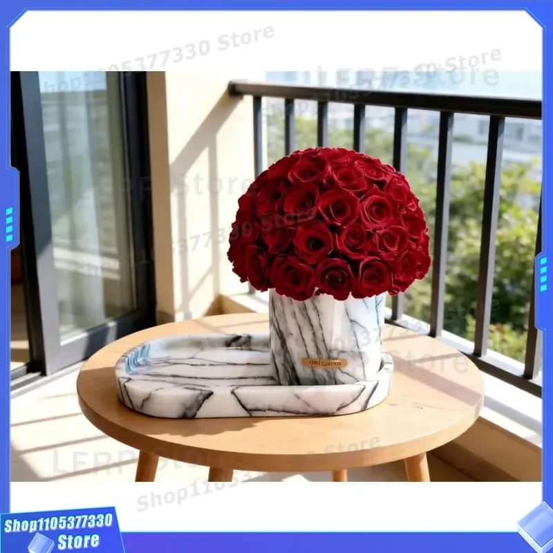 Retro Marble Carnation Vase for Home Decoration Country Style Living Room Table Centerpiece Wedding Decor No Flowers Included