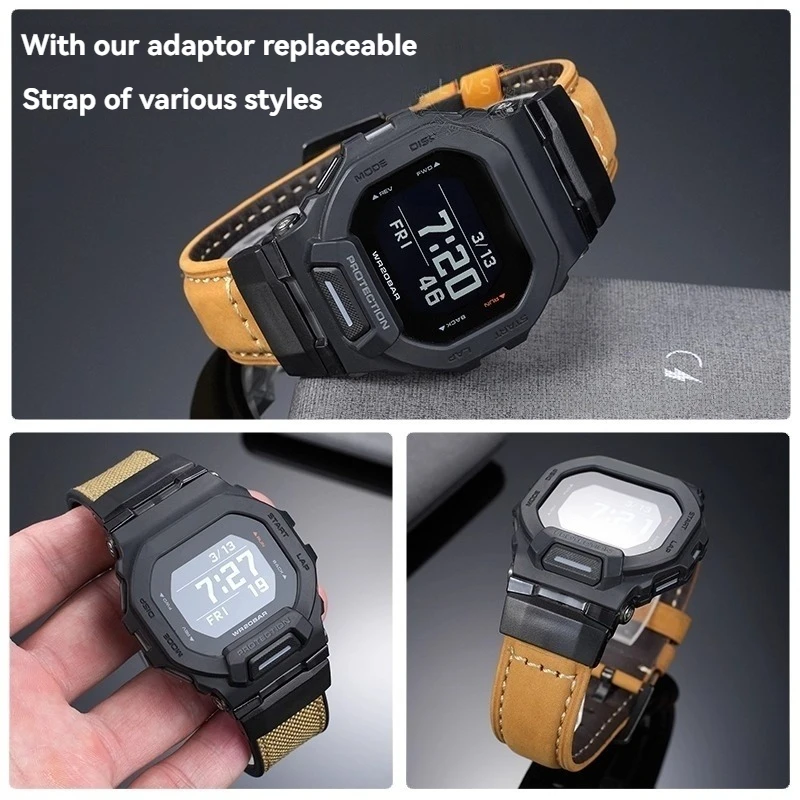GBD-200 series Modified Strap Adapter For Casio g-shock GBD-200 Connector Rubber Strap Stainless Steel Bracelet Black Converter