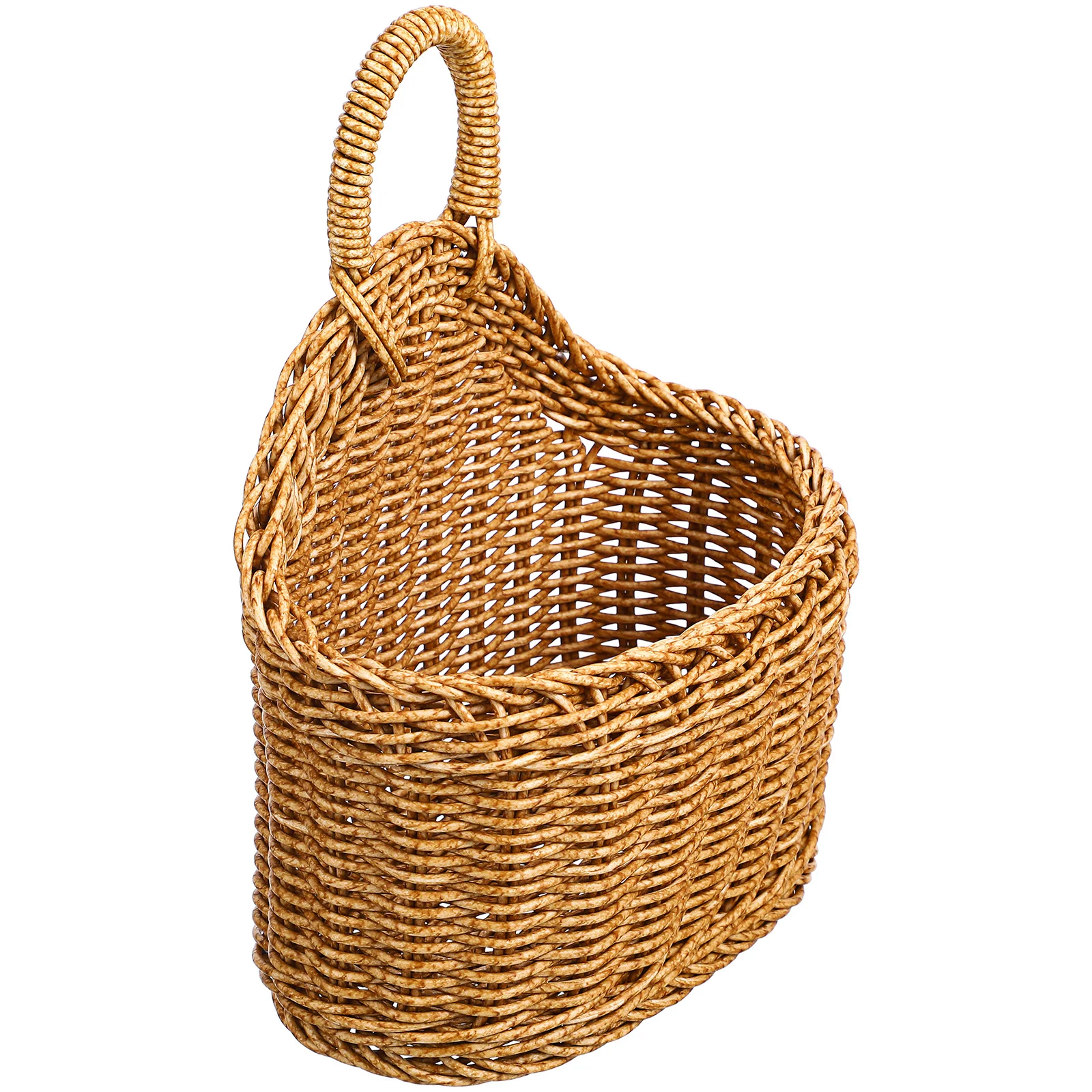 Basket Storage Small Hanging Baskets Fruit for Kitchens Hand Woven with Cover Garlic Beige