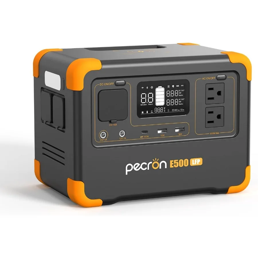 E500LFP Portable Power Station 600W/576Wh Solar Generator with LiFePO4 Battery for Fast Charging Ideal for Home Backup RV Trave