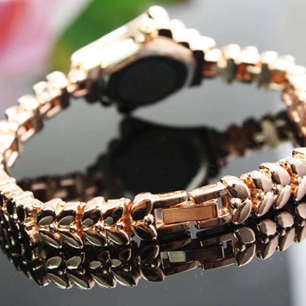 Bracelet Wrist Watch Rhinestone Flower Heart Love Style Stainless Steel Stylish Quartz Bracelet Watch for Daily zegarek damski