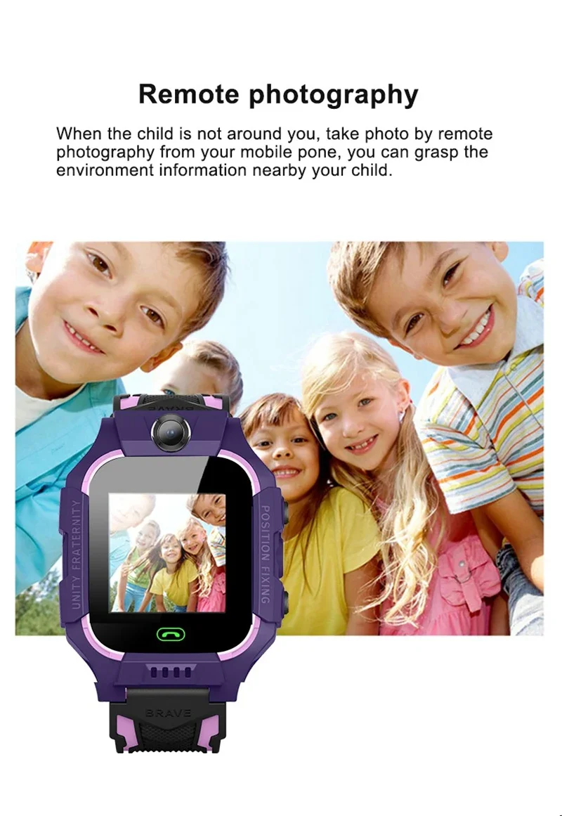 Q19 Orologio per smartphone per bambini con fotocamera Sveglia Torcia elettrica Video vocale Chat Orologi intelligenti per bambini Regalo per ragazze dei ragazzi