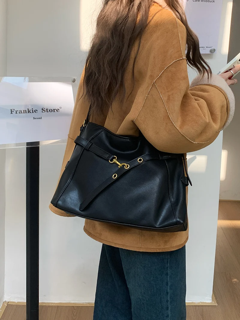 حقيبة يد كاجوال من Meilard Retro للنساء ناعمة من البولي يوريثان بلون سادة حقائب كروس للسيدات ذات سعة عالية ومتعددة الاستخدامات حقيبة كتف للفتيات للتنقل #3