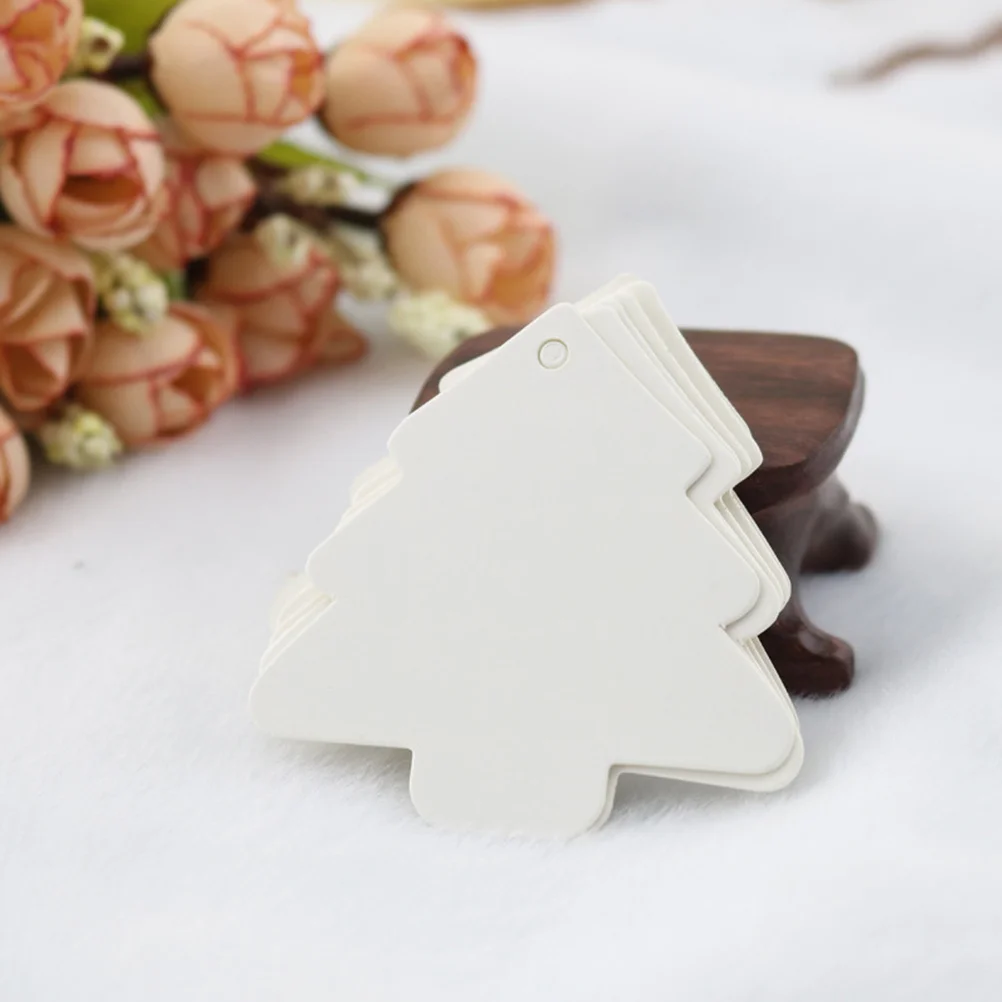 

50Pcs Christmas Tree Kraft Paper Tags Vintage Blank Label Gift Price Sticker Cards Decoration Christmas Tree Tags