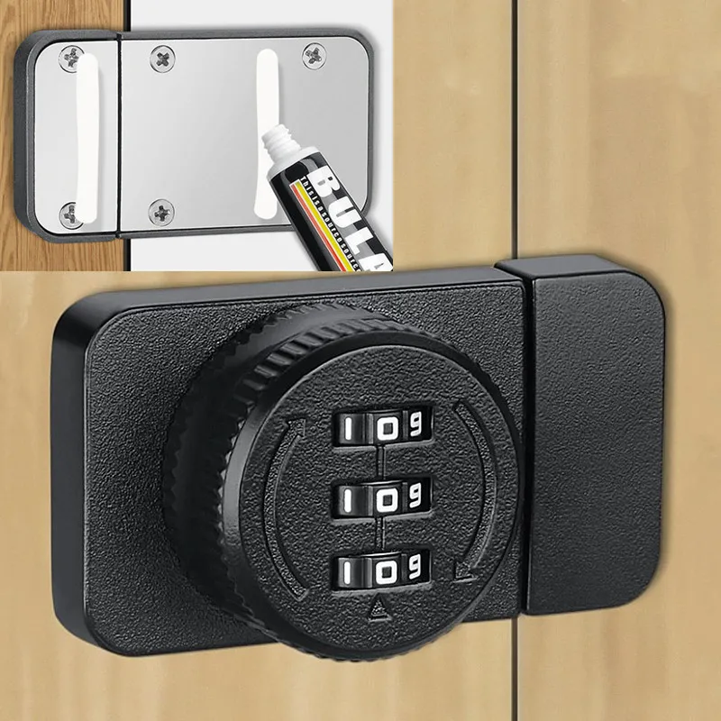 Non-drilled Password Lock Office Desk Drawer Anti-theft Lock Office File Cabinet Door Latch Indoor Door and Window Security Lock