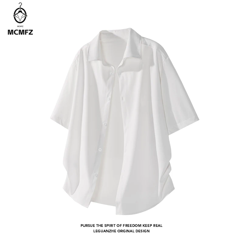 Men Breathable Oversized Short Sleeve Lapel Shirt Full Button Closure Wrinkle Free Material For Multiple Daily Casual Occasions
