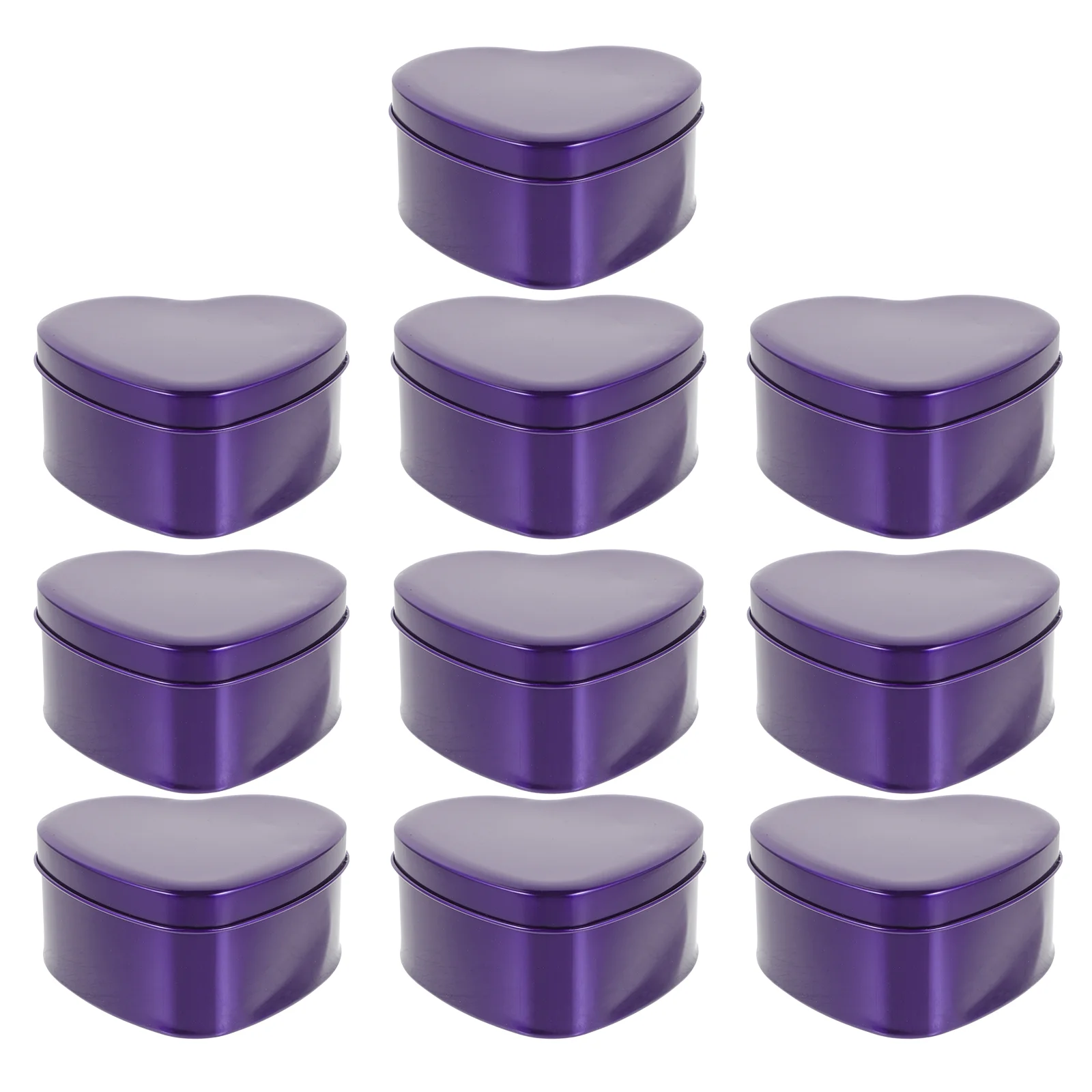 10 Pcs Decor Wedding Candy Jar Tinplate Boxes Container with Cover 9X9CM Gift Purple Bride