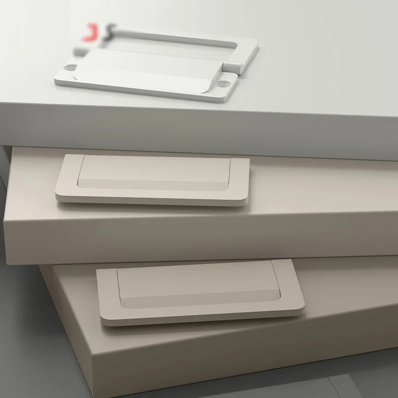 U702 Cashmere Grey Non Perforated Drawer Invisible Handle Ultra Thin Flat Tatami Folding Cabinet Interior Hidden Handle White 5