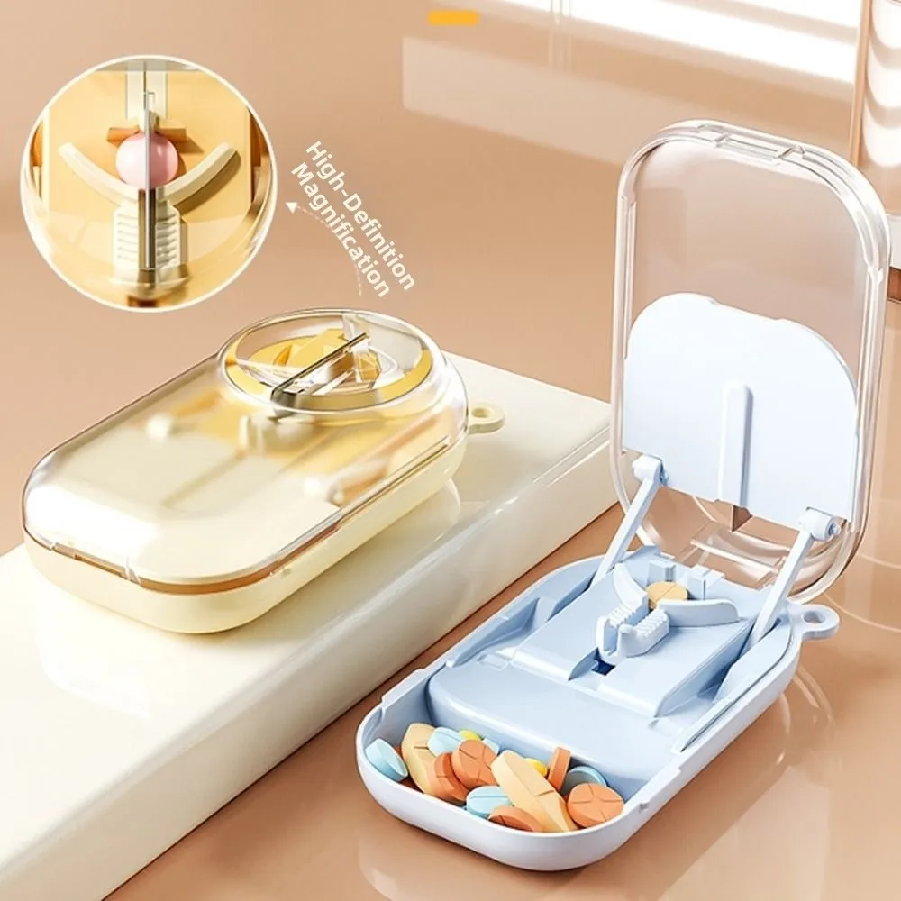 New Portable Pill Cutter Dust-Proof Accurate Alignment Pill Cutter Box Reusable Pill Cutting Container Home Use