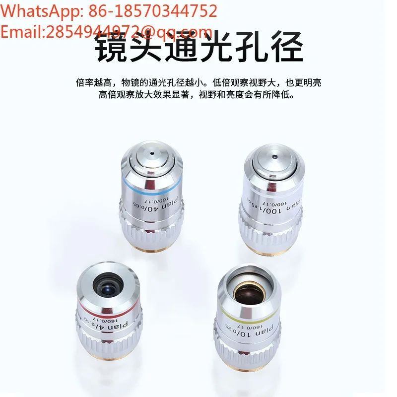 Microscope Lens Accessories 195 Achromatic Objective 4X10X20X40X60X100X Oil Lens