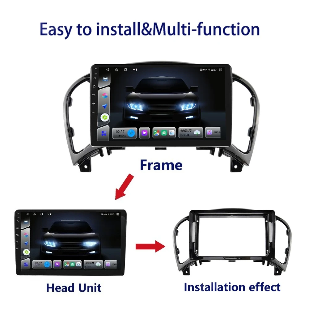 Radio Fascia Frame for Nissan Juke 2010-2019 for INFINITI ESQ 2014+ 22.86 cm Faceplates Car Double din Stereo Panel Audio Bezel