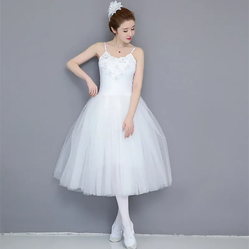 New Suspender Professional Tutu Adult Medium and Long Dress Gauze Skirt Swan Lake Performance Practice Dance Costume