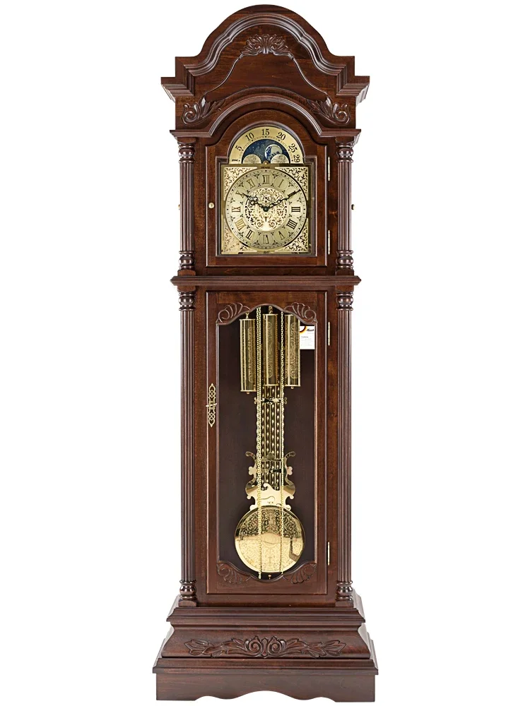 Floor Clock Living Room Standing Grandfather Clock Solid Wood Mechanical Eight-Tone Movement Twelve-Tone Zipper Movement